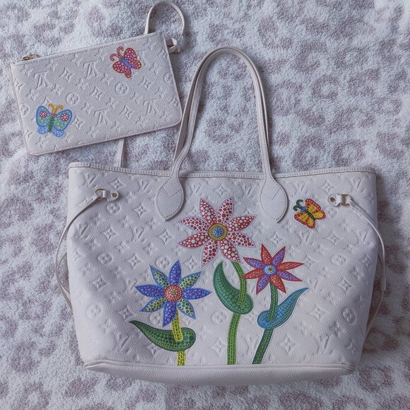 RARE Louis Vuitton x Yayoi Kusama Neverfull MM Tote Bag for Women - Quartz White - Picture 1 of 13